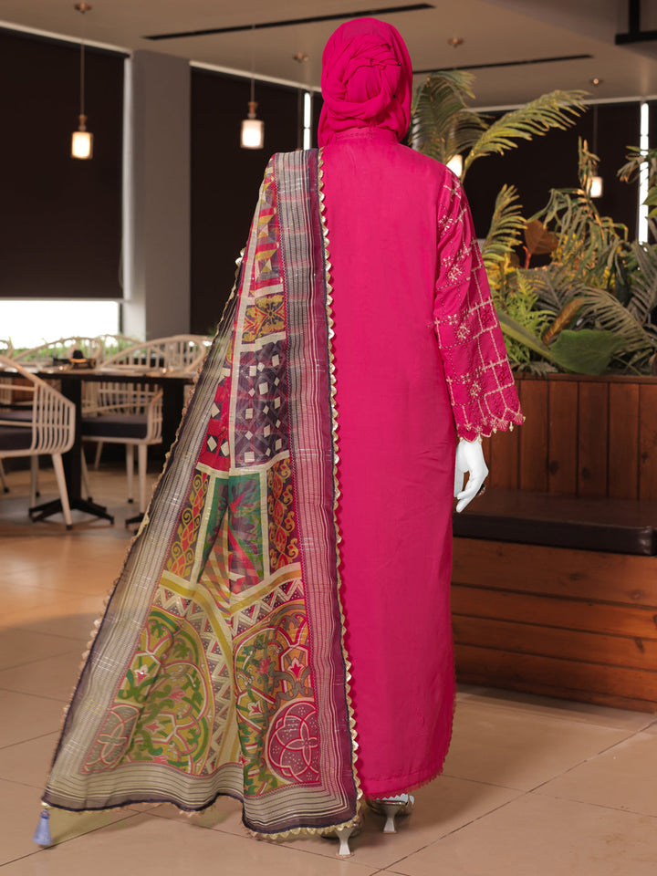 Twisted Fabric Pink Stitched Suit - J. Junaid Jamshed