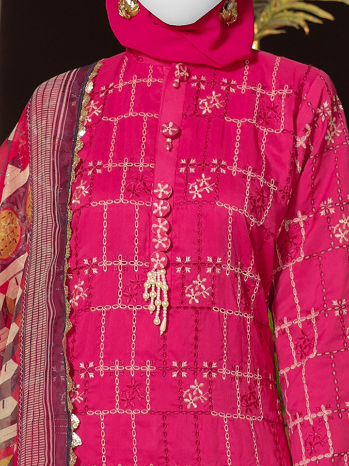 Twisted Fabric Pink Stitched Suit - J. Junaid Jamshed