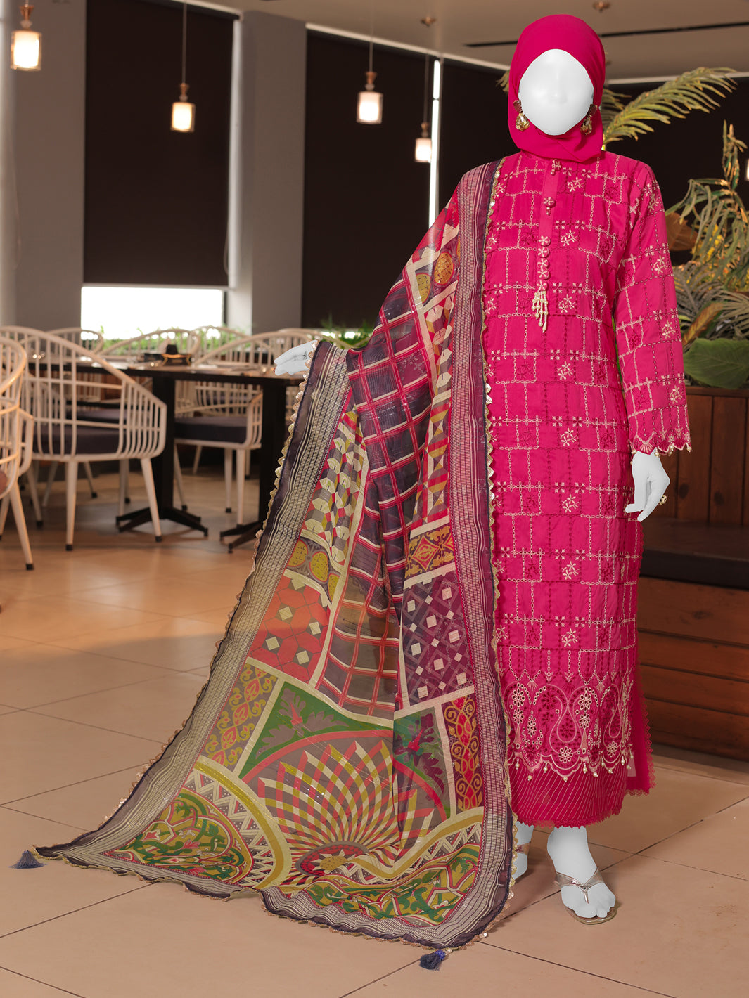 Twisted Fabric Pink Stitched Suit - J. Junaid Jamshed