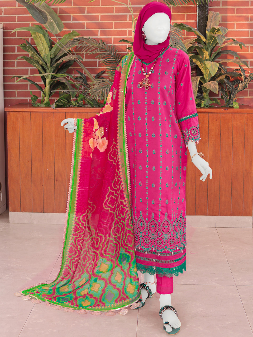 Twisted Fabric Fuchsia Stitched Suit - J. Junaid Jamshed