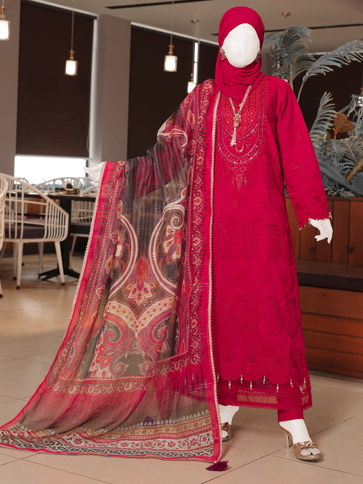 Twisted Fabric Pink Stitched Suit - J. Junaid Jamshed