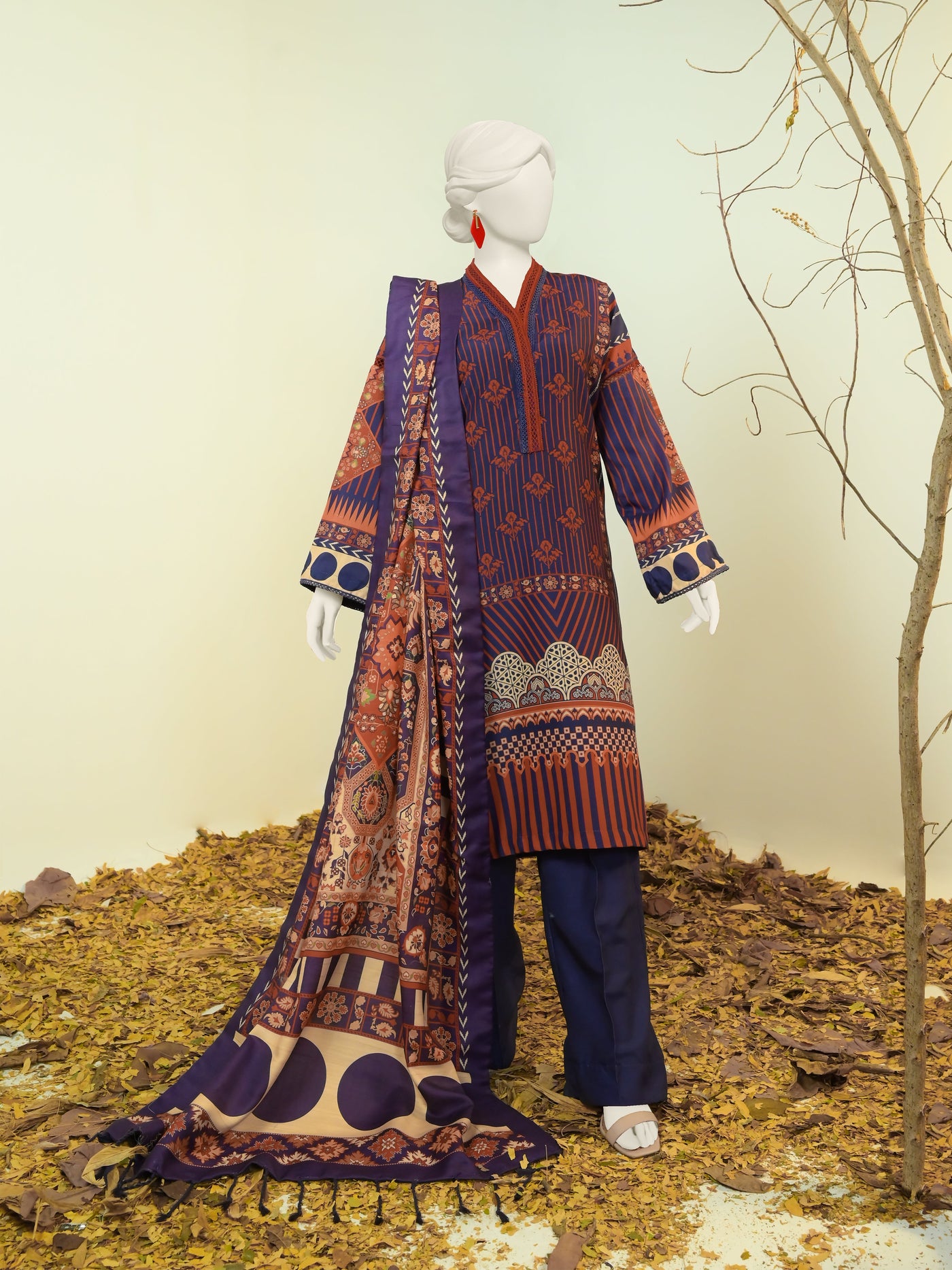 Swiss Khaddar Purple Unstitched Suit - Panjnad by J. Junaid Jamshed