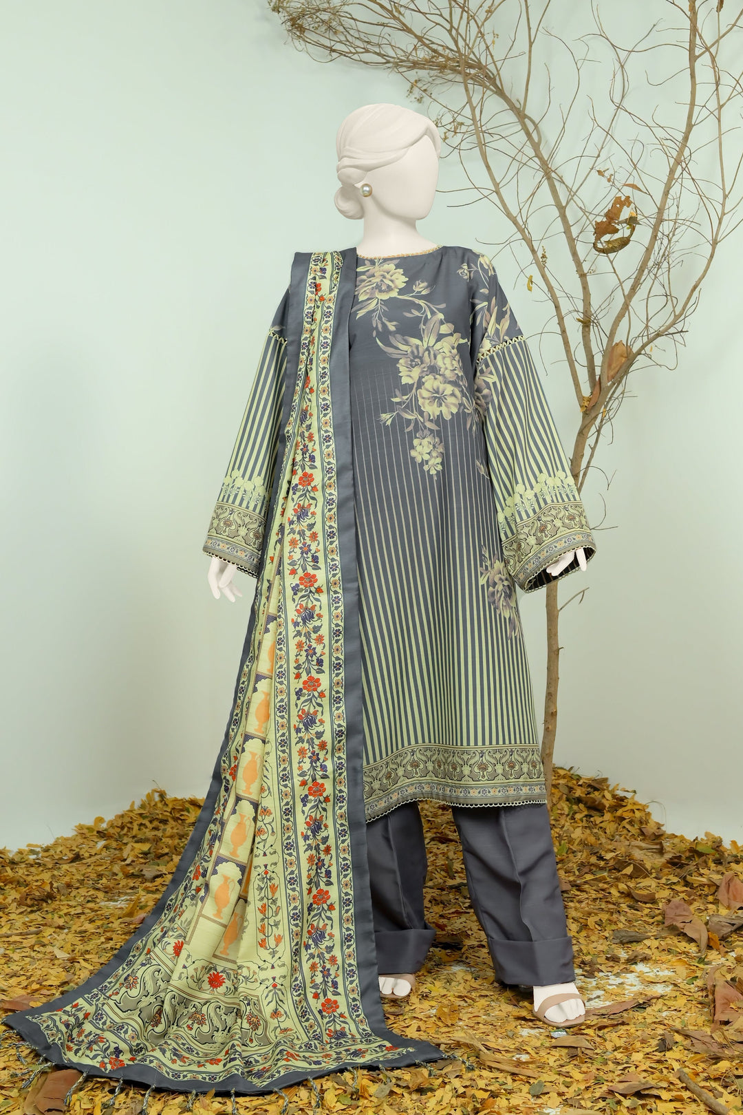 Swiss Khaddar Grey Unstitched Suit - Panjnad by J. Junaid Jamshed