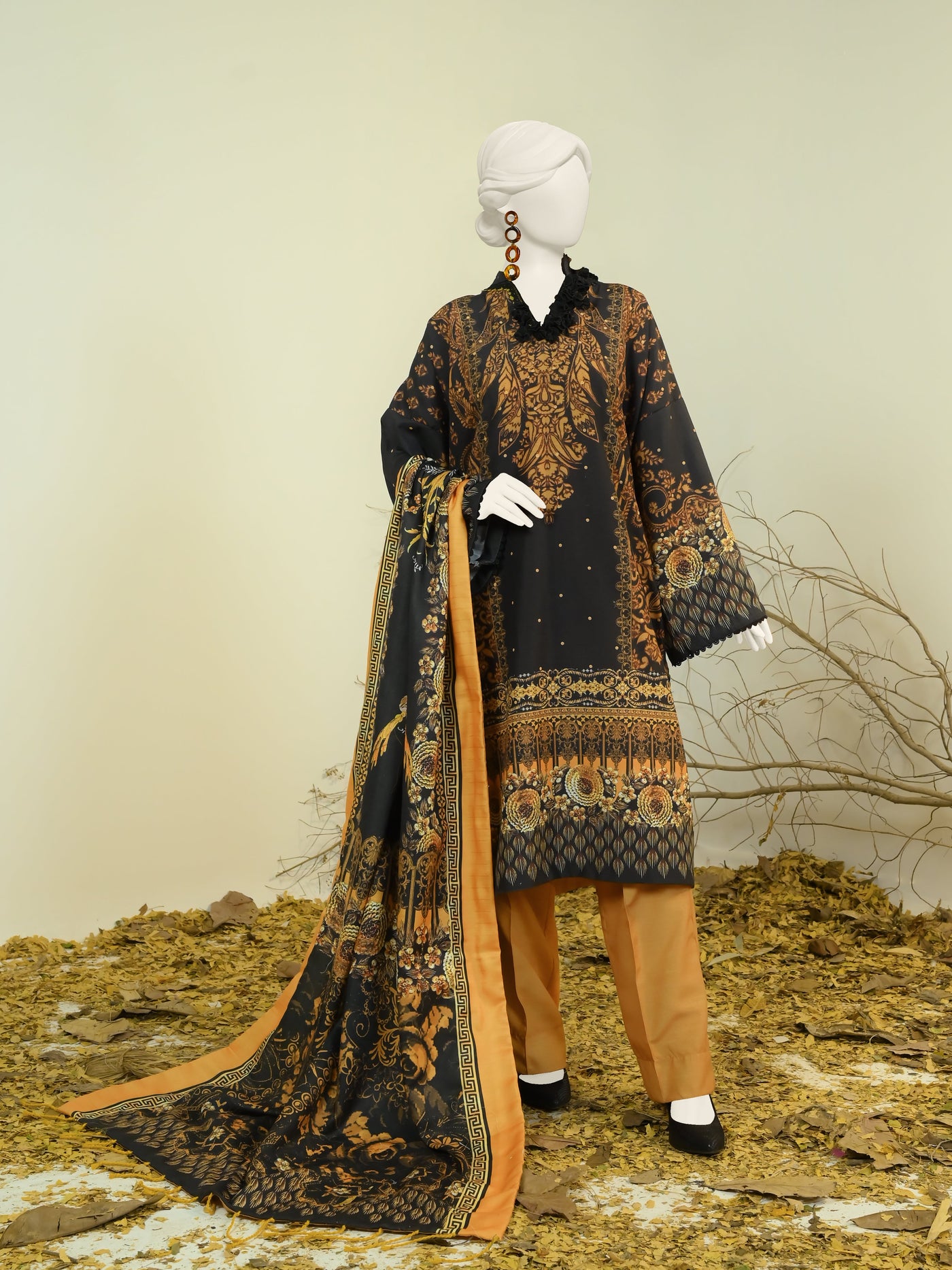 Swiss Khaddar Brown Unstitched Suit - Panjnad by J. Junaid Jamshed