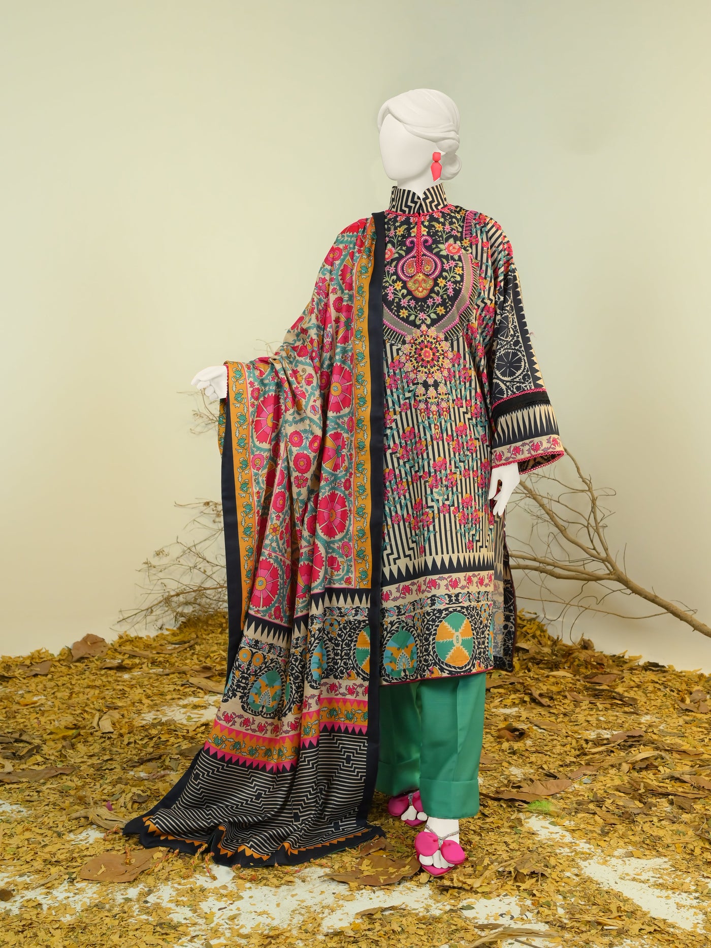 Swiss Khaddar Multi Unstitched Suit - Panjnad by J. Junaid Jamshed