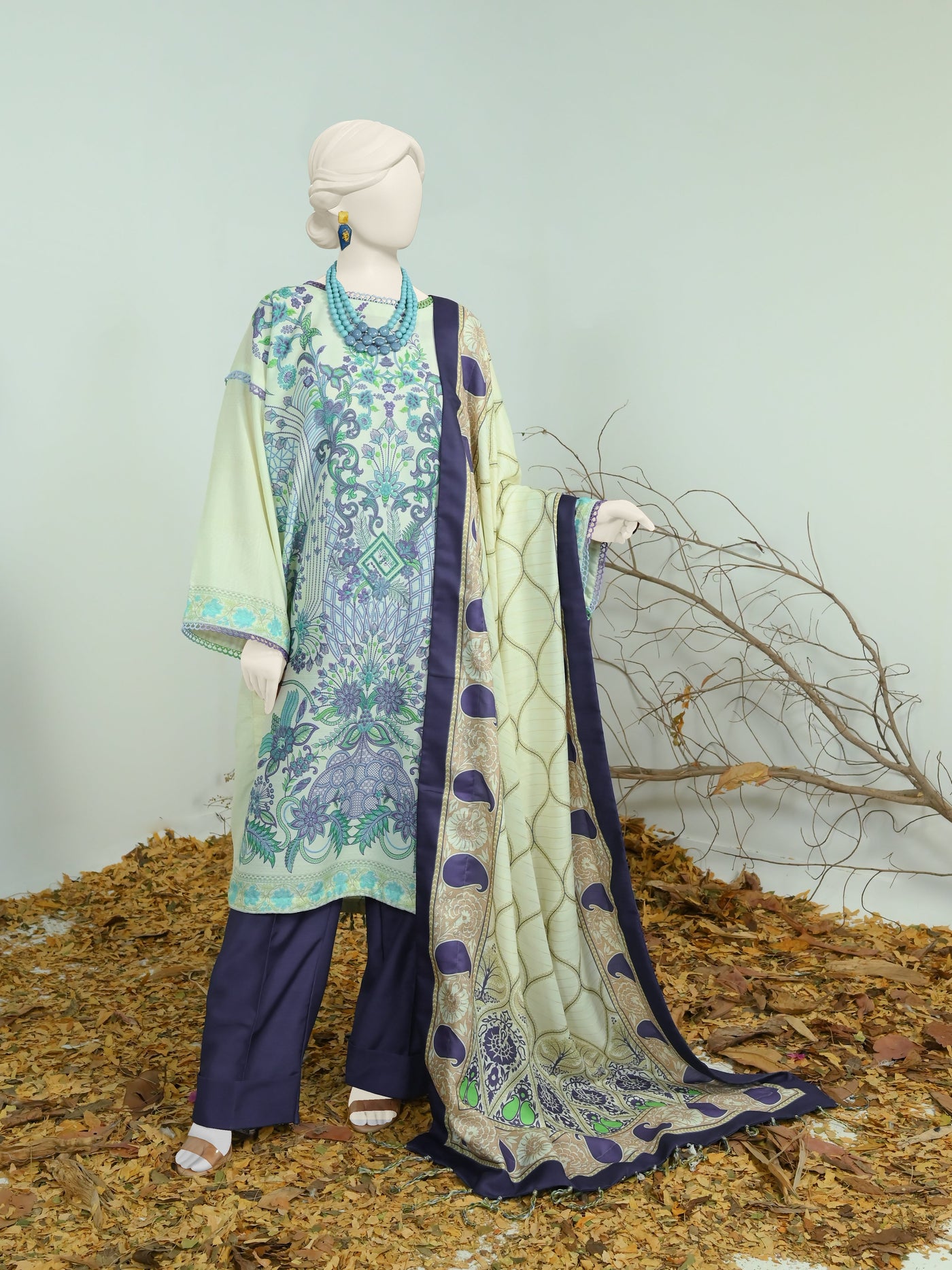 Swiss Khaddar Cream Unstitched Suit - Panjnad by J. Junaid Jamshed