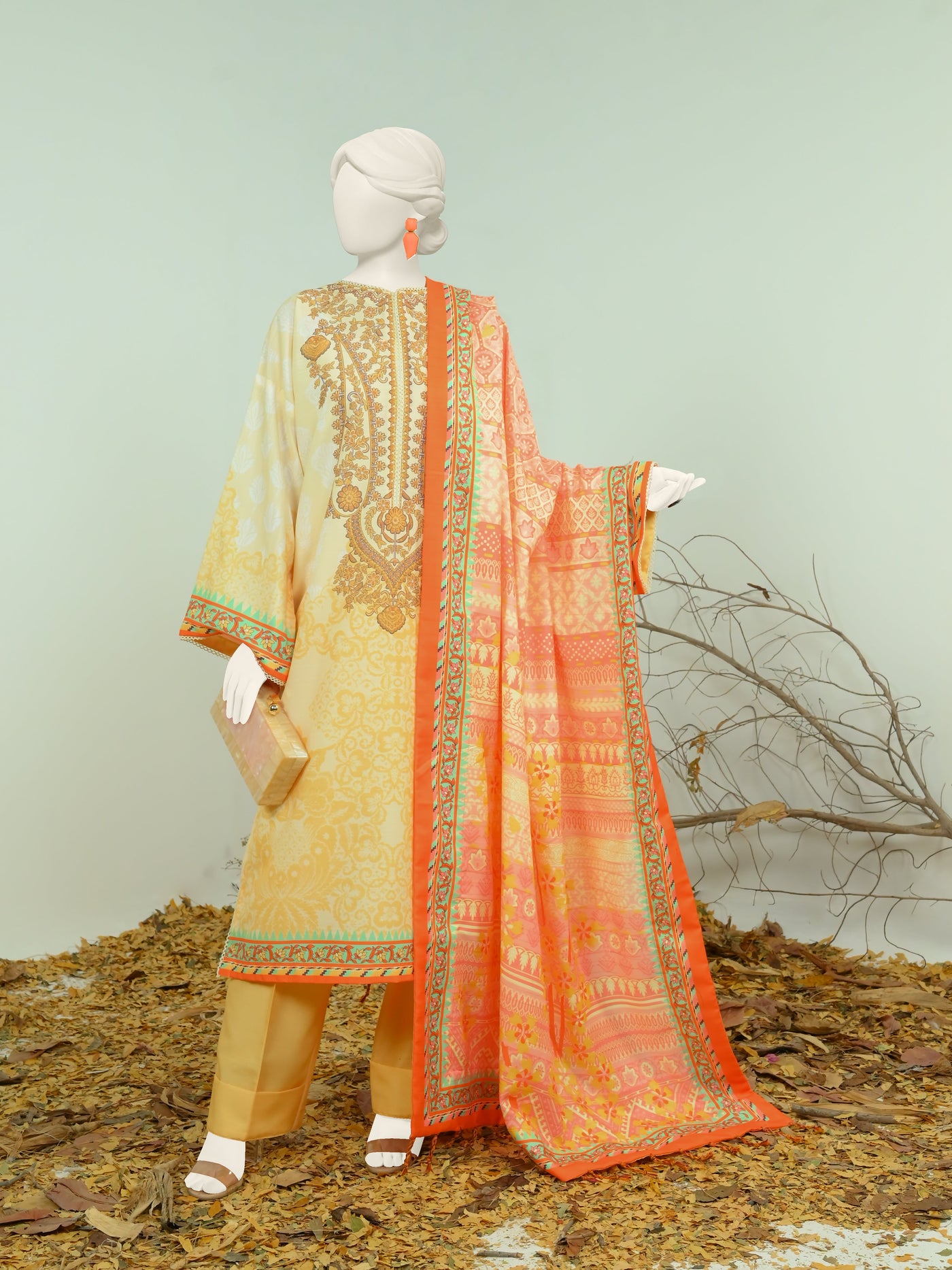 Swiss Khaddar Yellow Unstitched Suit - Panjnad by J. Junaid Jamshed