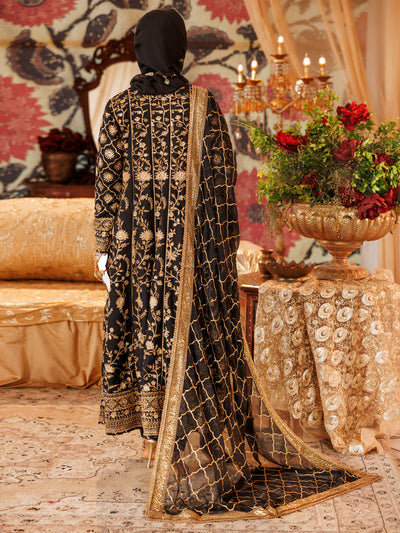 Chiffon Black Stitched Suit - J. Junaid Jamshed