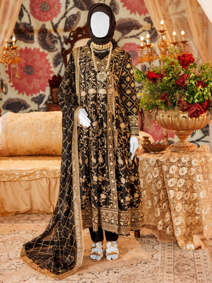 Chiffon Black Stitched Suit - J. Junaid Jamshed