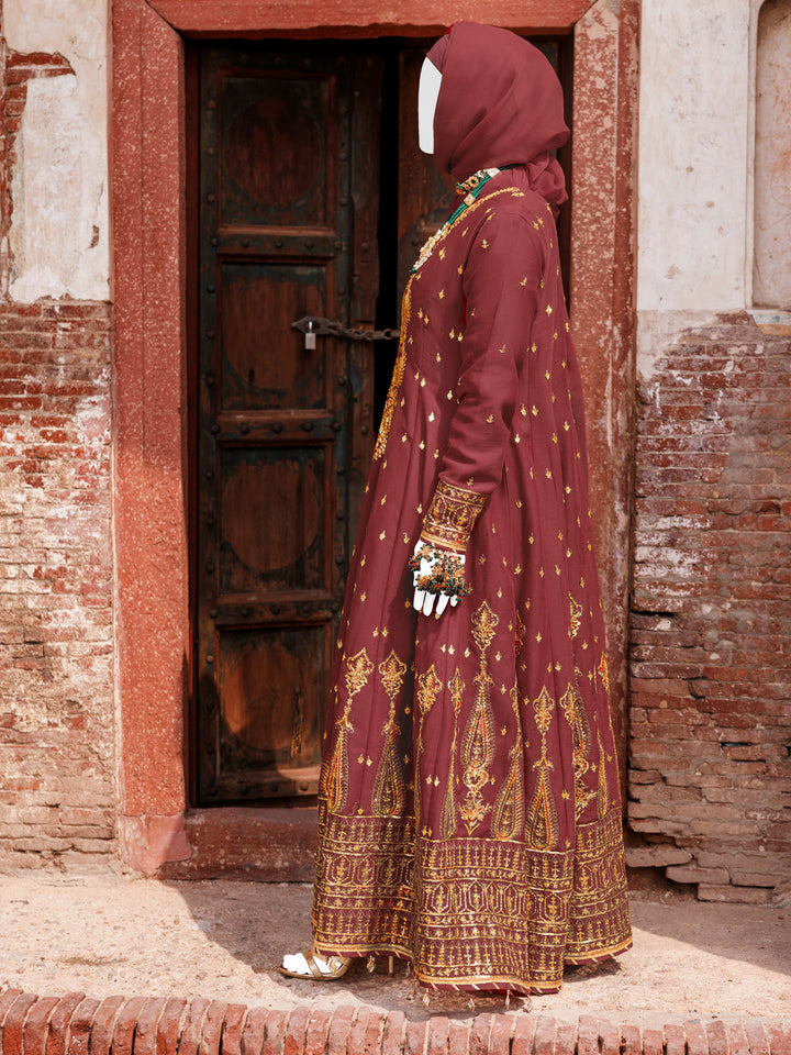 Chiffon Red Stitched Suit - J. Junaid Jamshed