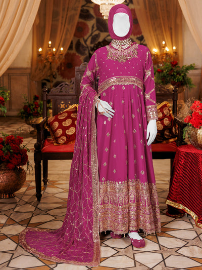 Chiffon Magenta Stitched Suit - J. Junaid Jamshed