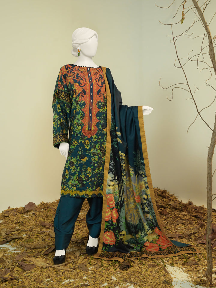 Swiss Khaddar Teal Stitched Suit - J. Junaid Jamshed