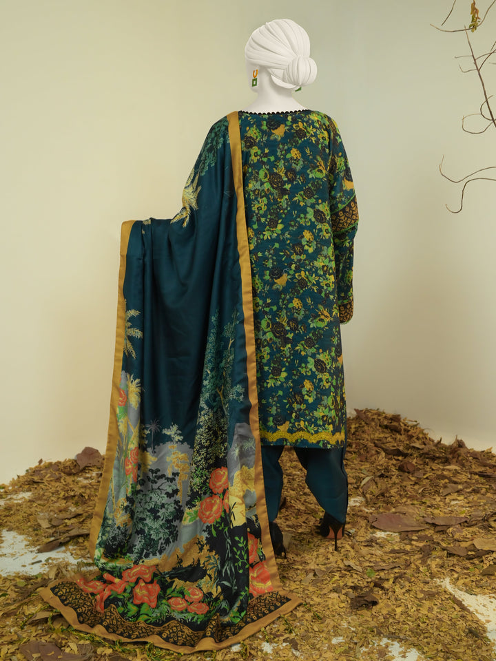 Swiss Khaddar Teal Stitched Suit - J. Junaid Jamshed