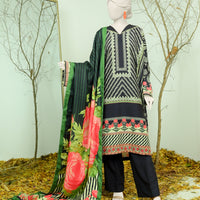 Swiss Khaddar Black Stitched Suit - J. Junaid Jamshed