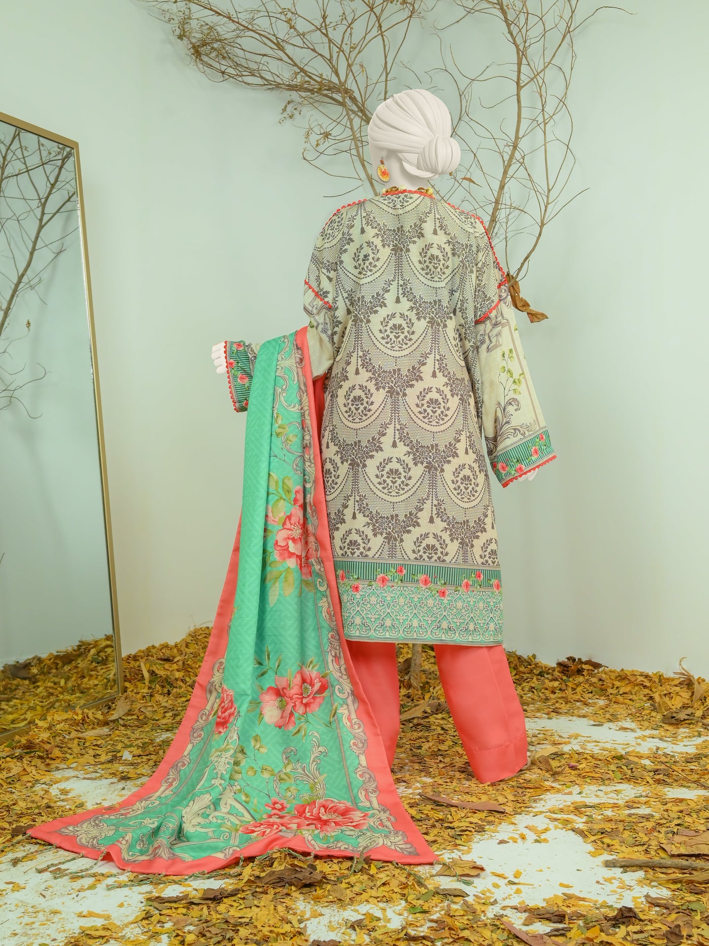 Swiss Khaddar Mud Stitched Suit - J. Junaid Jamshed