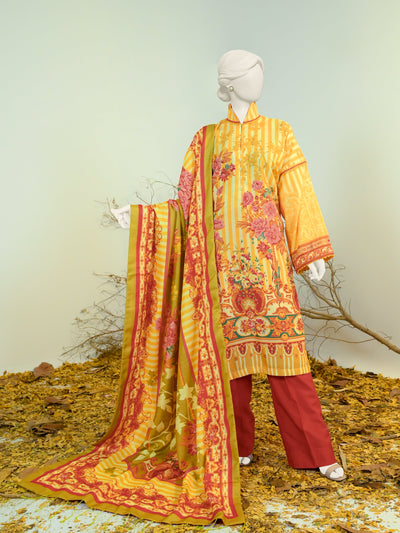 Swiss Khaddar Yellow Stitched Suit - J. Junaid Jamshed