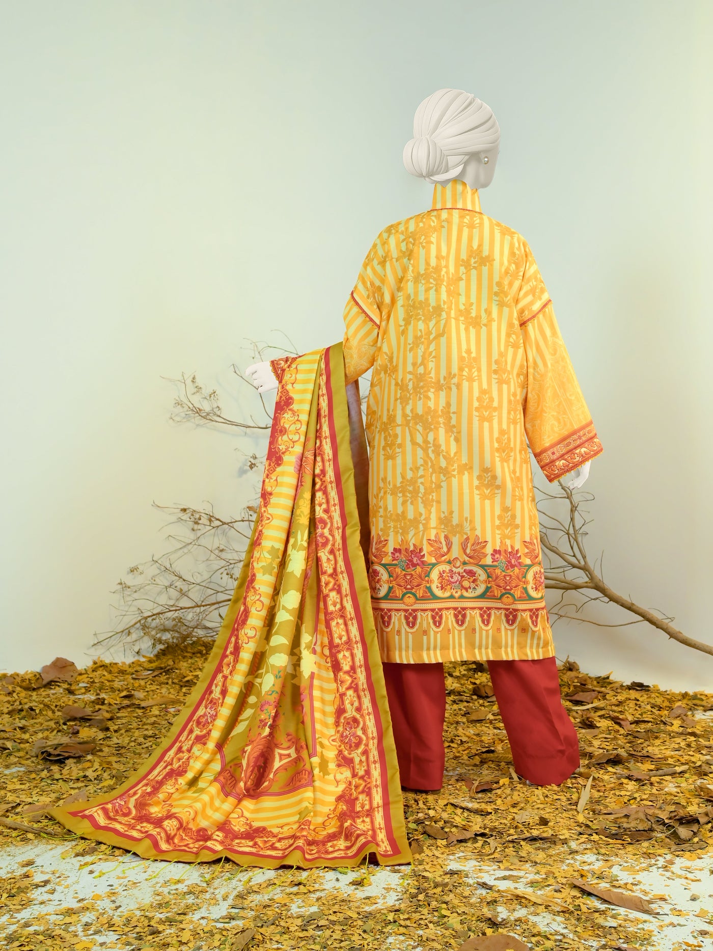 Swiss Khaddar Yellow Stitched Suit - J. Junaid Jamshed