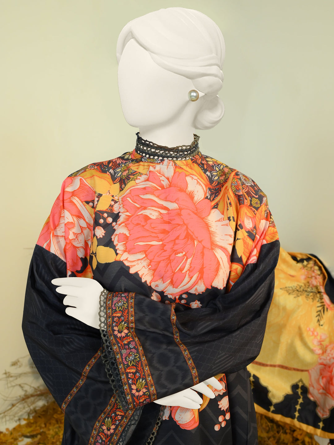 Swiss Khaddar Black Stitched Suit - J. Junaid Jamshed