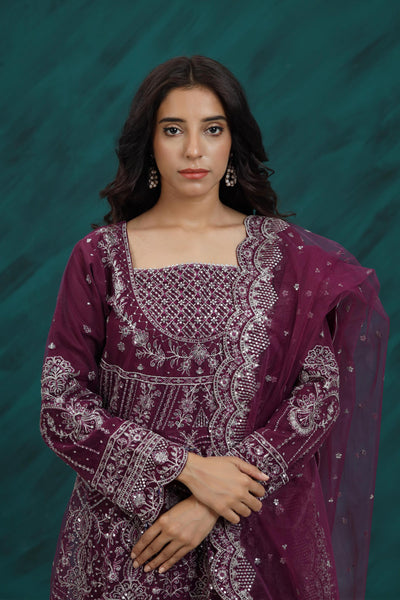 Plum Passion - Farasha Lumiere Formal Stitched