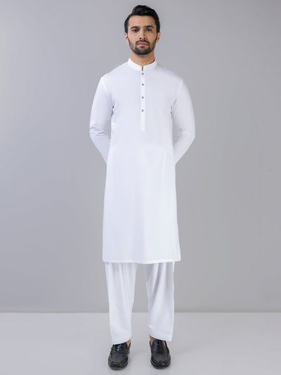 Blended Boski White Shalwar Kameez - Panjnad by J. Junaid Jamshed