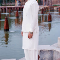 Silver Blended Off White Shalwar Kameez - Panjnad by J. Junaid Jamshed