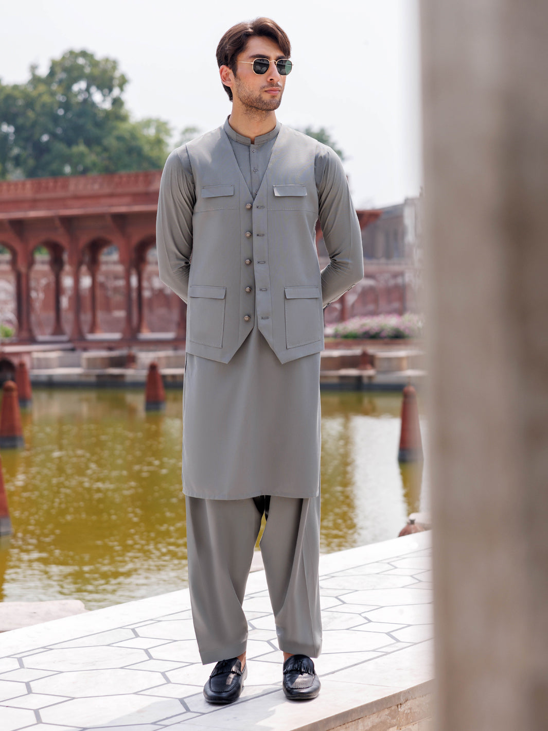 Silver Blended Grey Shalwar Kameez - Panjnad by J. Junaid Jamshed