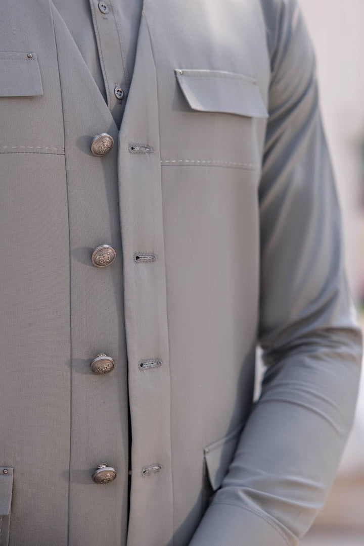 Silver Blended Grey Shalwar Kameez - Panjnad by J. Junaid Jamshed
