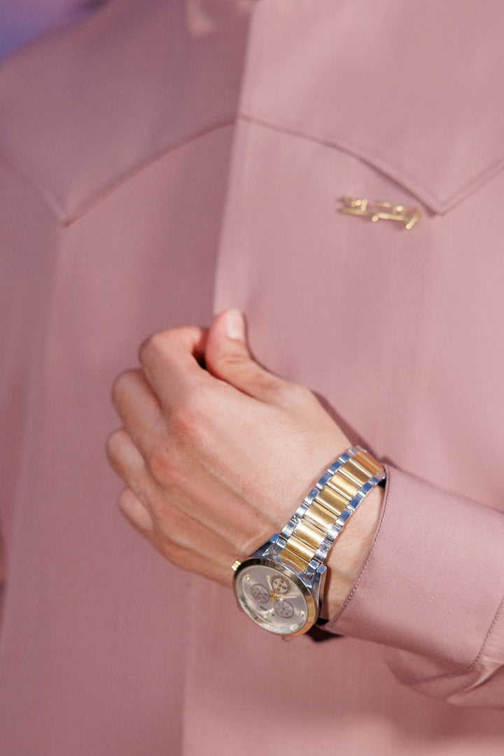 Silver Blended Pink Shalwar Kameez - Panjnad by J. Junaid Jamshed