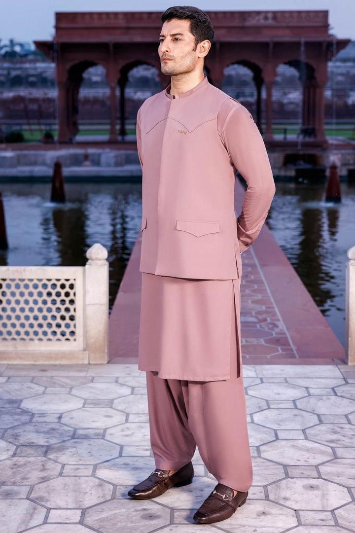 Silver Blended Pink Shalwar Kameez - Panjnad by J. Junaid Jamshed