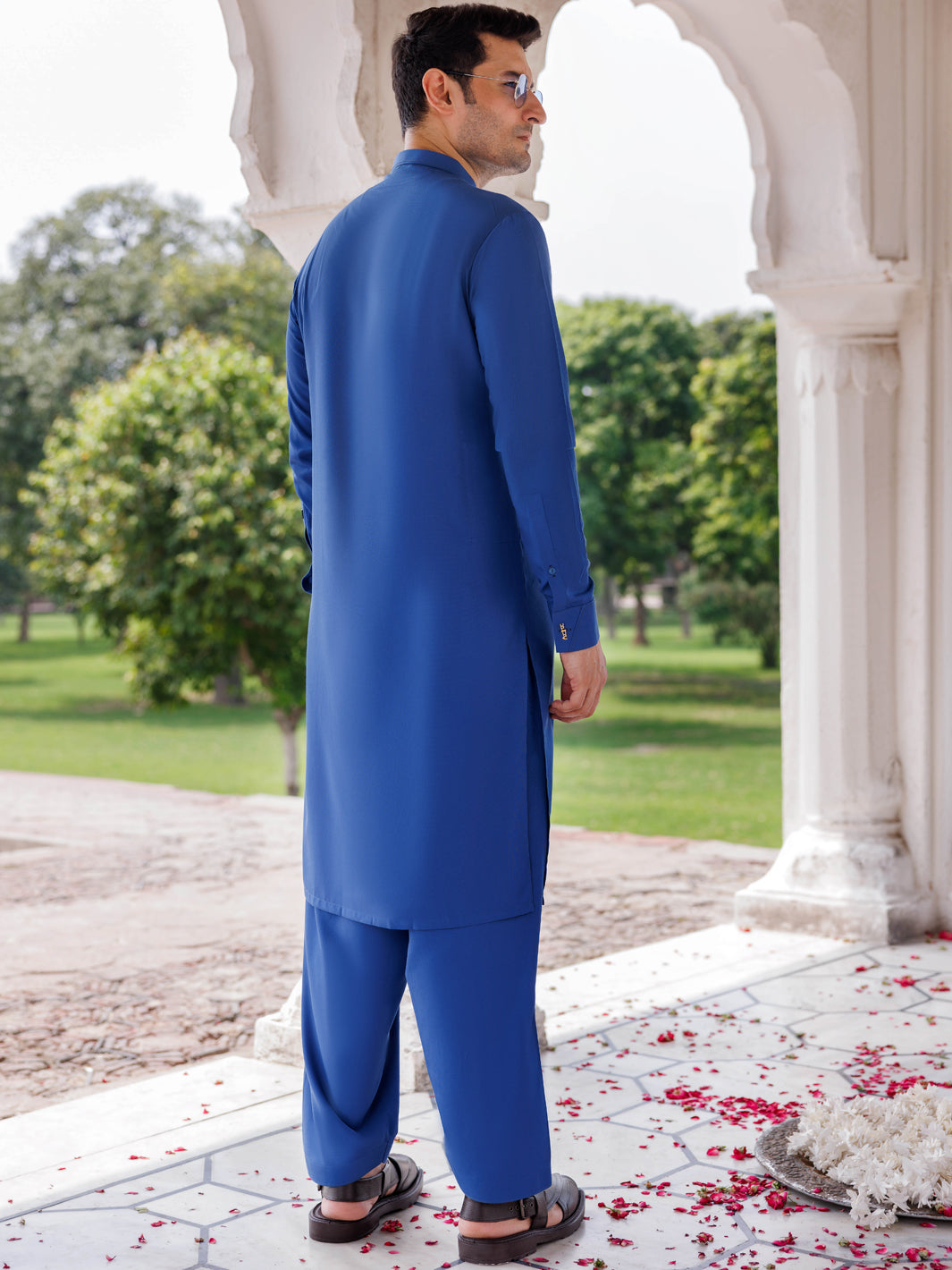 Silver Blended Blue Shalwar Kameez - Panjnad by J. Junaid Jamshed