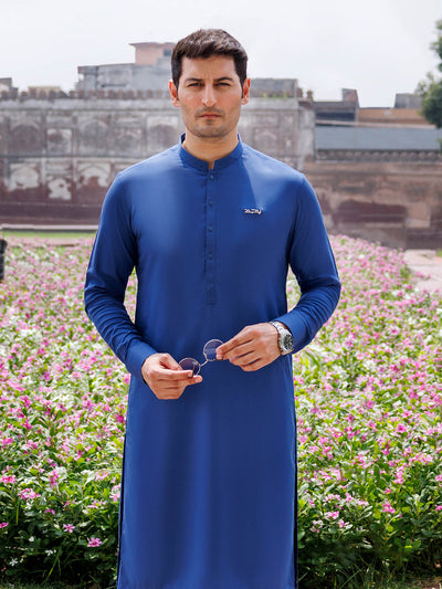 Silver Blended Blue Shalwar Kameez - Panjnad by J. Junaid Jamshed