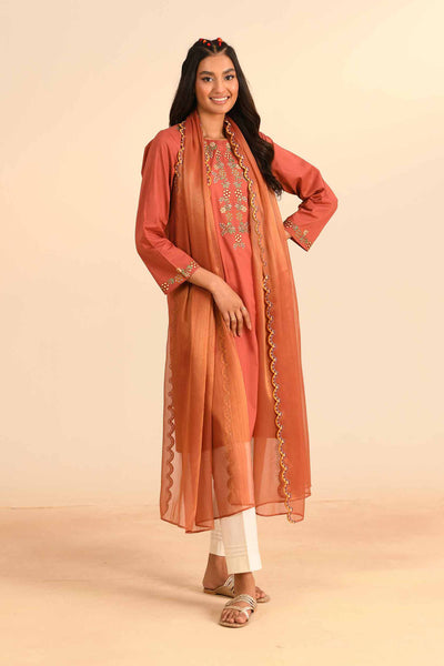 Embroidered Rust 2 Piece Suit - Nishat