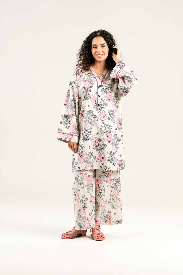 Cambric Grey Stitched Suit - Nishat