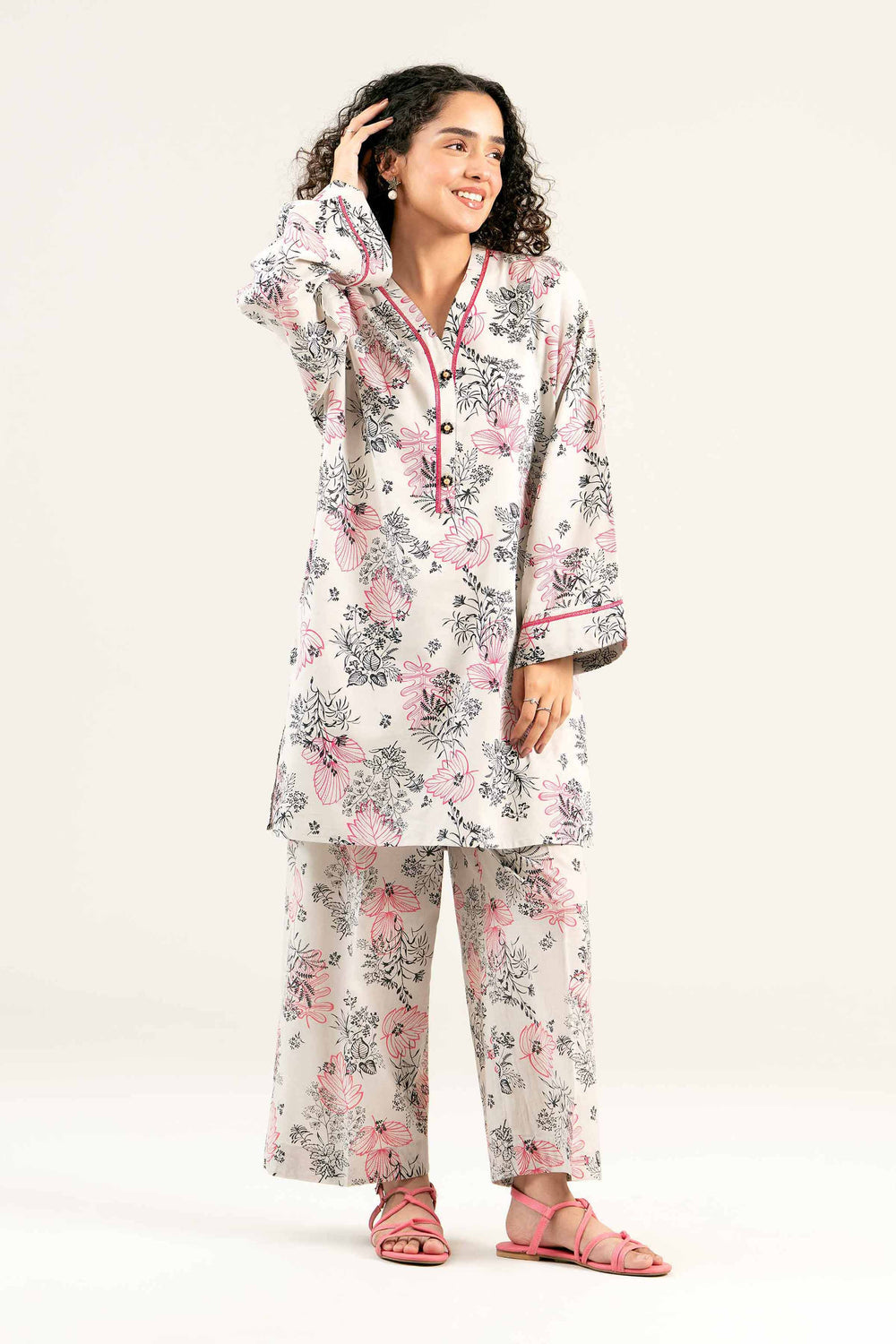 Cambric Grey Stitched Suit - Nishat