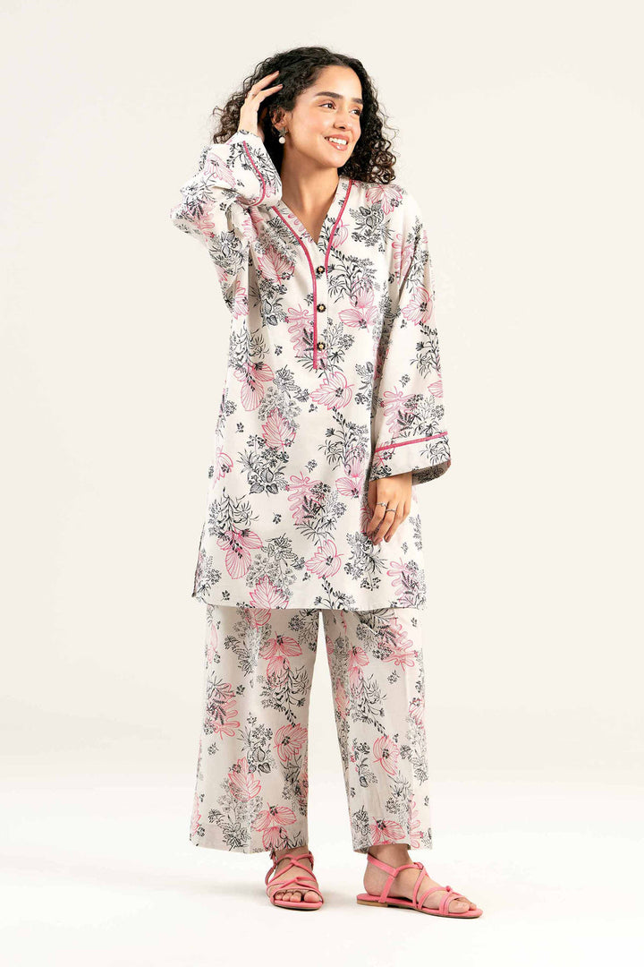 Cambric Grey Stitched Suit - Nishat