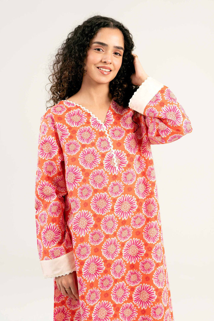 Cambric Orange Stitched Suit - Nishat