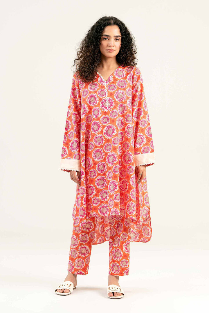 Cambric Orange Stitched Suit - Nishat