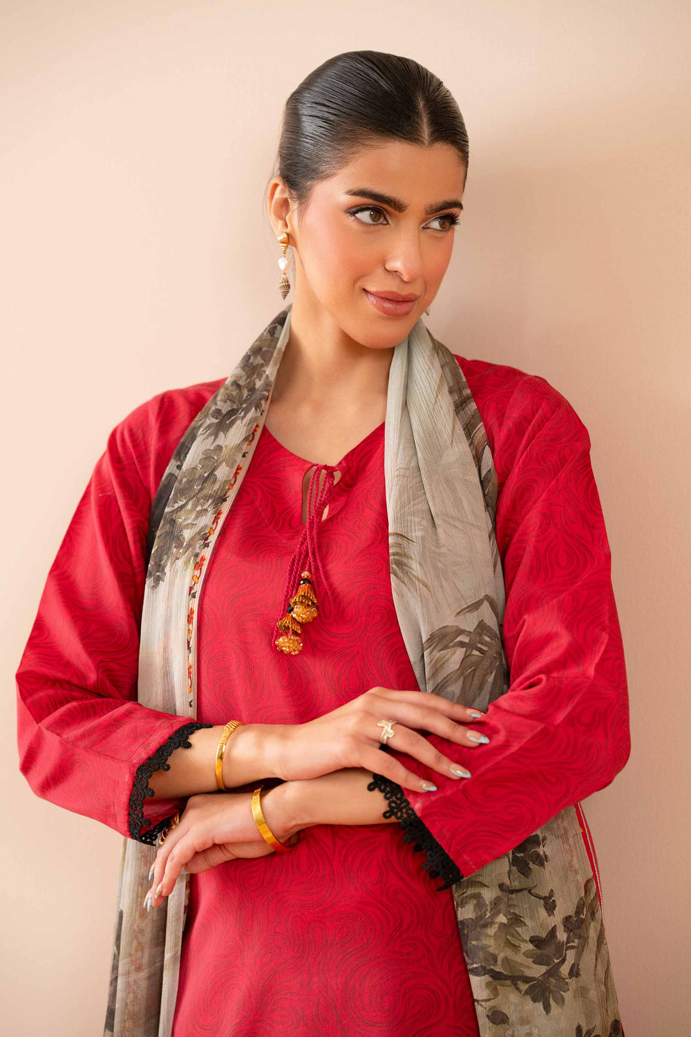 Silk Pink Stitched Suit - Nishat