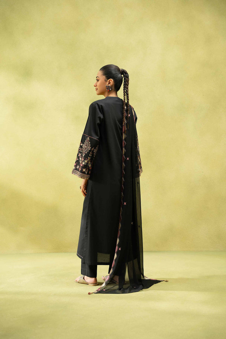 Cambric Black Stitched Suit - Nishat