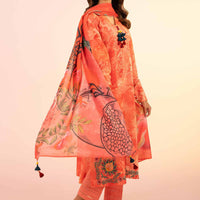 Silk Peach Stitched Suit - Nishat
