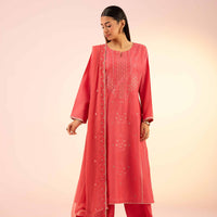 Cambric Pink Stitched Suit - Nishat