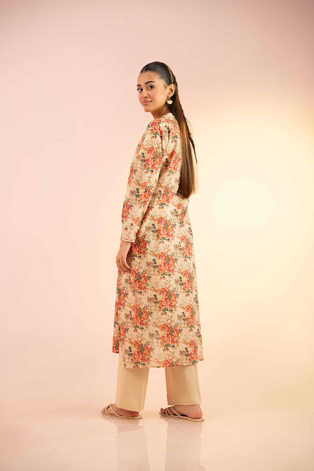 Dobby Beige Kurti - Nishat