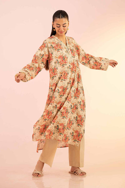 Dobby Beige Kurti - Nishat