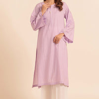 Dyed Self Jacquard Purple Kurti - Bonanza