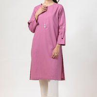 Dyed Self Jacquard Pink Kurti - Bonanza