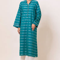 Dyed Self Jacquard Green Kurti - Bonanza
