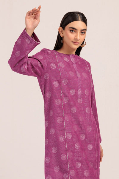 Dyed Jacquard Pink Kurti - Bonanza