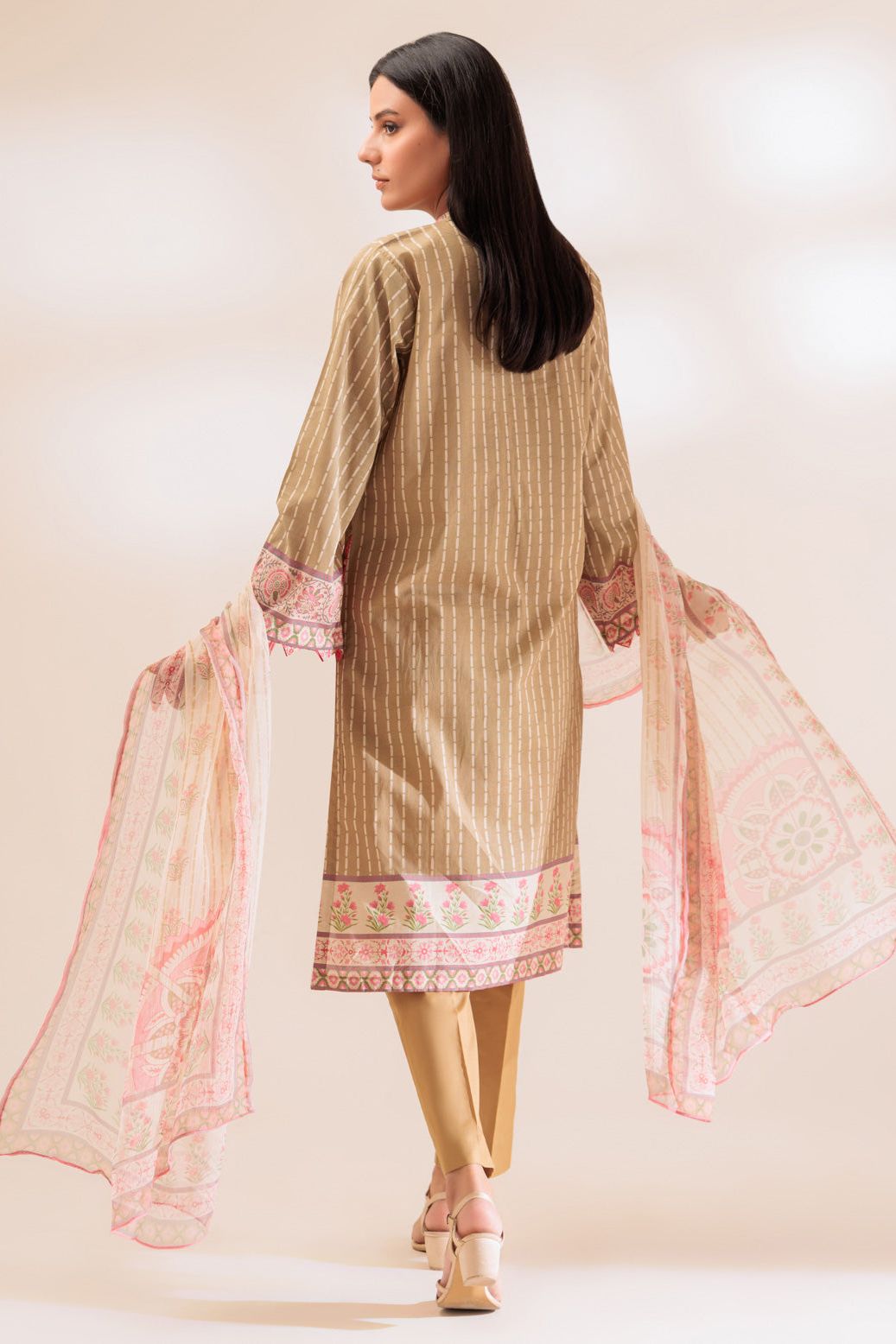 Lawn Brown 3 Piece Stitched Suit - Bonanza
