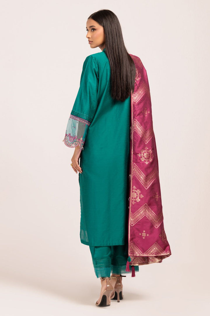 Dyed China Raw Silk Green Stitched Suit - Bonanza