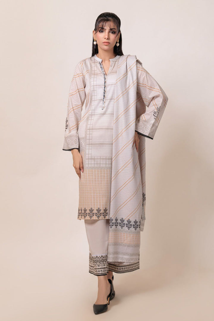 Digital Printed Lawn Grey Stitched Suit - Bonanza